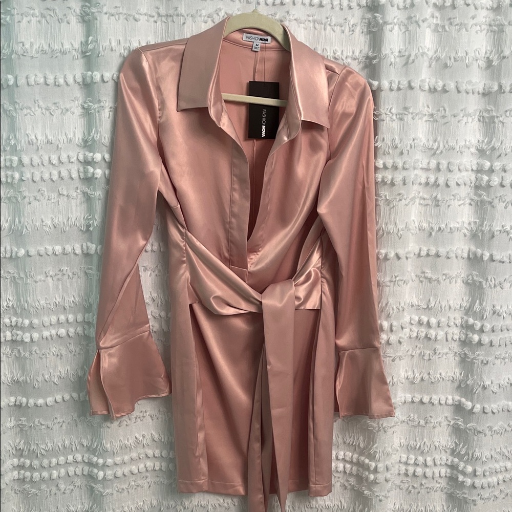 Fashion Nova Blush Satin Dress
